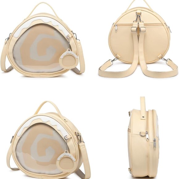 Yellow Kawaii Multi-Purpose Ita Bag Backpack with Clear Window for Pins & Badges - Picture 6 of 6